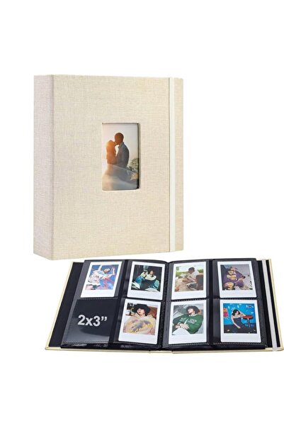 Generic ألبوم صور 2x3 208 جيوب، غطاء كتان كليسانتي مع ألبوم نافذة لكاميرا فوج...