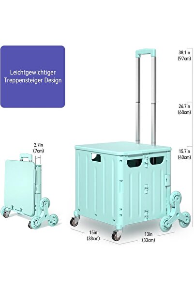 Generic Foldable Shopping Trolley with Lid 45 L Capacity Aluminium Telescopic Handle