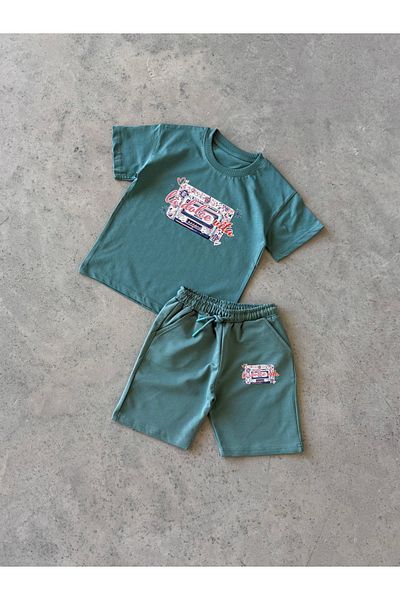 KAPROLLI Ladolce Patterned Unisex Tshirt Shorts Girls Boys Kids Bottom Top Set Tshirt Shorts Set School Nursery Set