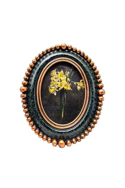 Generic متجر سيلفيا - إطار صورة بيضاوي عتيق صغير مقاس 2.5 × 3.5 بوصة، إطار صو...