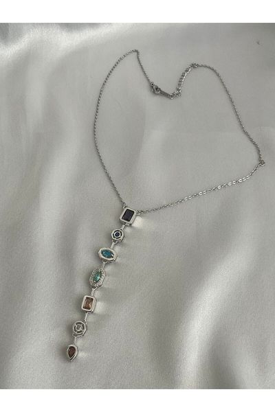 stainles steel Y Style Silvered Color Seven Elements Necklace