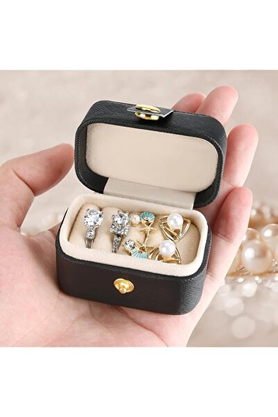 Generic صندوق مجوهرات سفر صغير من تزوييق، للحلقات والأقراط، وحامل خواتم مجوهر...