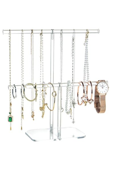 Generic Brand Premium Jewelry Stand, Solid Clear 2-Tier Acrylic Jewelry Displ...