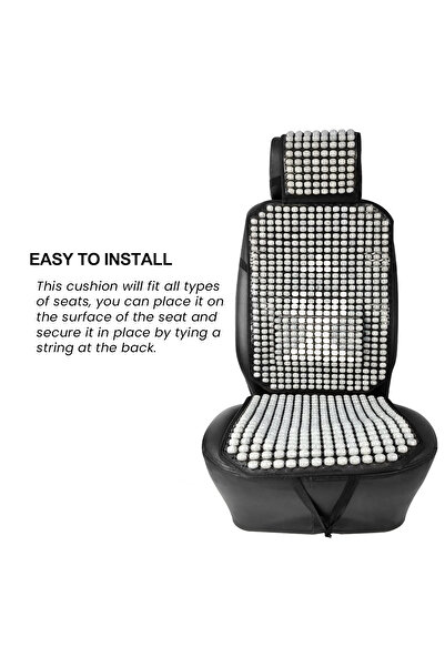 Generic White Wooden Bead Car Seat Cushion with Headrest Support for Comfort Ventilation and Massage