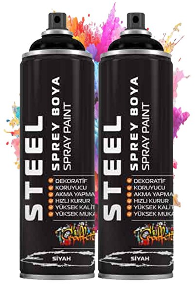 Artlantis Siyah Sprey Boya 200 ml 2 Adet Hızlı Kuruyan Profesyonel Ahşap Plas...