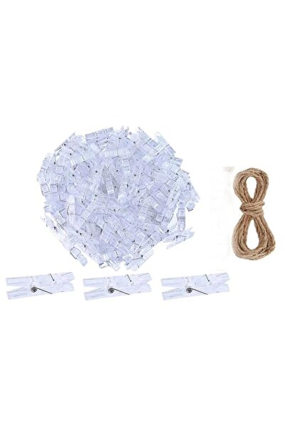 Generic 100 قطعة من مشابك الحائط المعلقة بحبل قنب بطول 10 أمتار، مقاس 3.5 × 0...