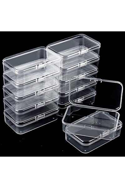 Generic Brand 12 Pieces Small Plastic Boxes with Hinged Lids, Rectangle Clear...