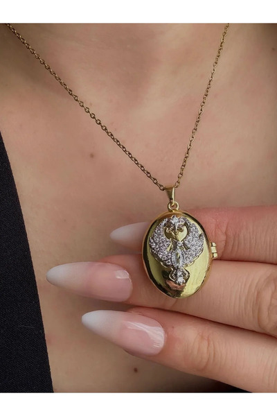 Gunessa قلادة أنكا بيرد أليا لون ذهبي - قلادة من الفولاذ المقاوم للصدأ من حجر المدينة البعيدة قابلة للفتح