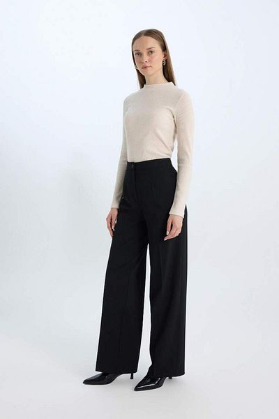 DeFacto Νέα σεζόν Afra x Wide Leg υφασμάτινο παντελόνι ψηλόμεσο κανονικό μήκος Basic ίσιο
