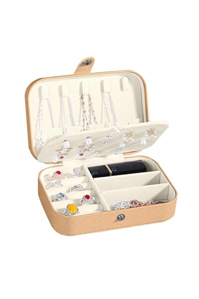 Generic صندوق مجوهرات للسفر من URbazaar، صناديق تخزين عرض مزدوجة الطبقات للأق...