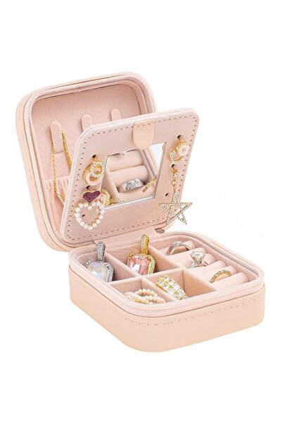 Generic YelaJoy Travel Jewelry Case with Mirror - Portable Jewelry Organizer Box for Women & Girls | Compac