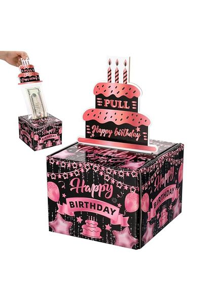 Generic YHCG Happy Birthday Money Box for Cash Gift, Funny Pull Cash from Money Case for Women Men, Surpris