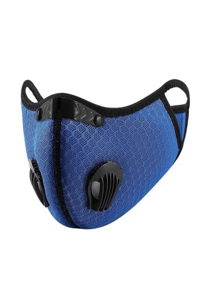 THK Mască sport albastră FFP2, cu filtru de carbon, 2 valve