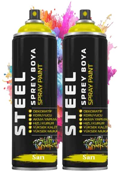 Artlantis Sarı Sprey Boya 200 ml 2 Adet Hızlı Kuruyan Profesyonel Ahşap Plastik Demir Metal Cam Porselen Duvar
