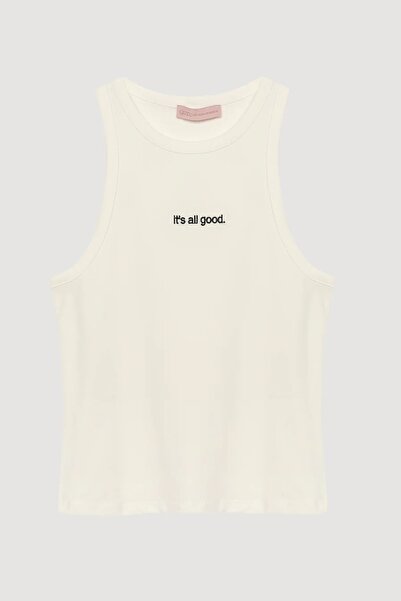 MU&ME BOUTİQUE Athlete's Weightlifting (Written) Quzu - Cream - m