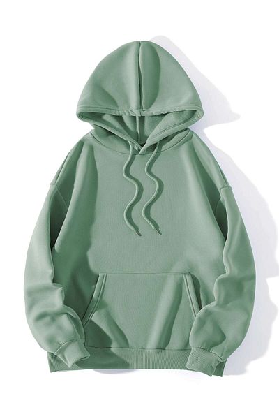 aynewmoda Women's Floral and Logo Printed Thermal Hoodie with Lace-Up and Kangaroo Pocket