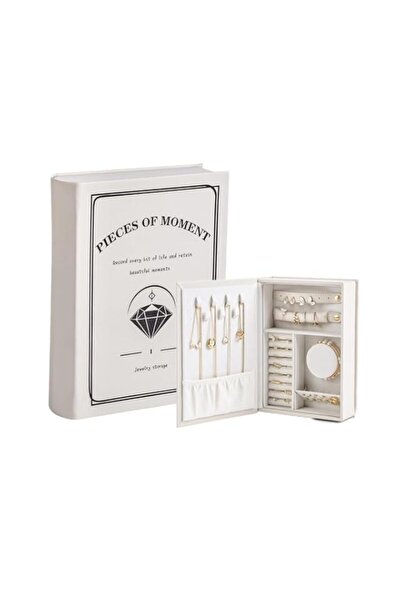 Generic كتاب منظم للمجوهرات، صندوق تخزين مجوهرات من الجلد الصناعي للسفر مع إغ...