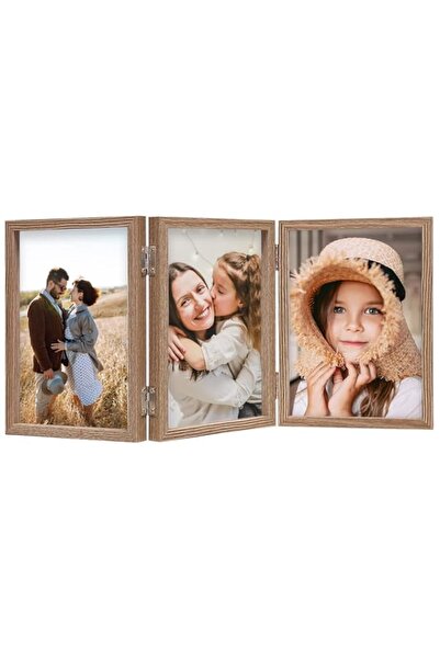 Generic Brand 4x6 Triple Picture Frame Hinged 3 Photos Folding Photo Frames w...