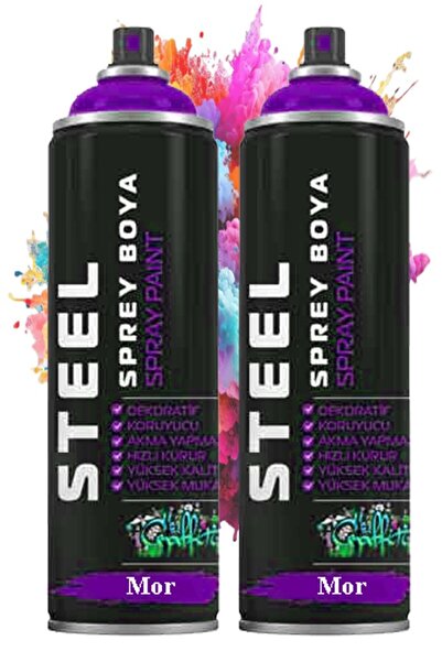 Artlantis Mor Sprey Boya 200 ml 2 Adet Hızlı Kuruyan Profesyonel Ahşap Plastik Demir Metal Cam Porselen Duvar