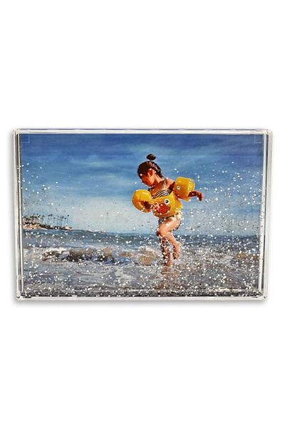 Generic Adventa Glitter Photo Frame Block Clear Acrylic 4 x 6 (Silver) - Ideal Personalised Gifts or Home D