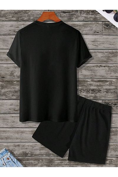 aynewmoda Horse Pattern Men's Short Sleeve Round Neck T-Shirt and Shorts