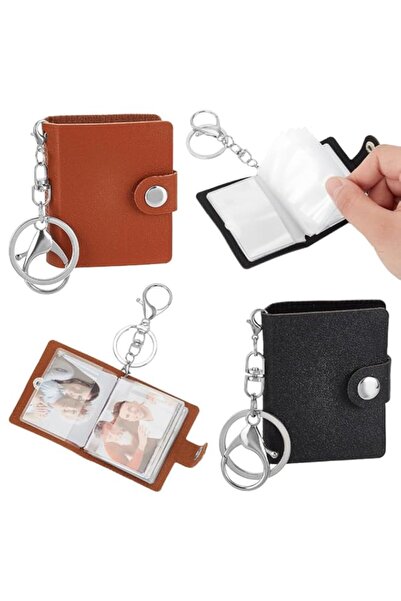 Generic Brand 4 Pack 2.5 Inch Mini Photo Album with Keychain, Small Leather P...