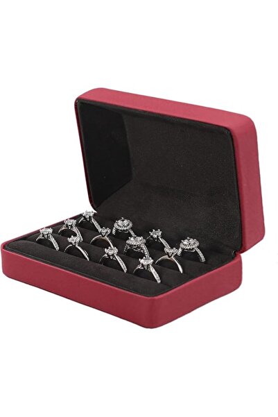 Generic منظم خواتم مجوهرات محمول من ديفسيدار، أحمر اللون، صناديق تخزين خواتم ...