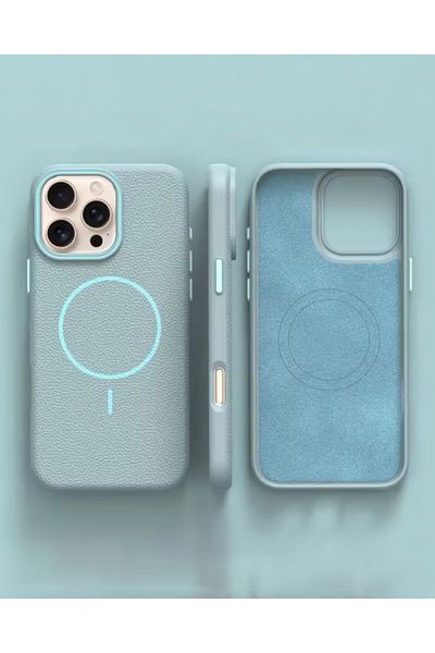 KILIF HOUSE iPhone 15 Pro Max Compatible Leather Alcantara Magsafe Supported Case