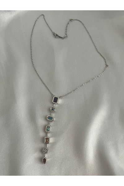 stainles steel Y Style Silvered Color Seven Elements Necklace