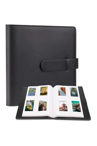 Generic ألبومات صور X Spring، غلاف جلدي أسود مع صفحات خالية من الأحماض، تتسع ...