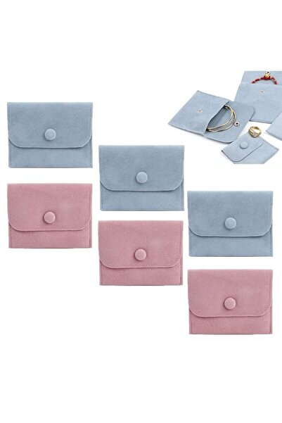 Generic Brand Bukela 6-Piece Velvet Jewelry Pouches with Snap Button Gift Sto...