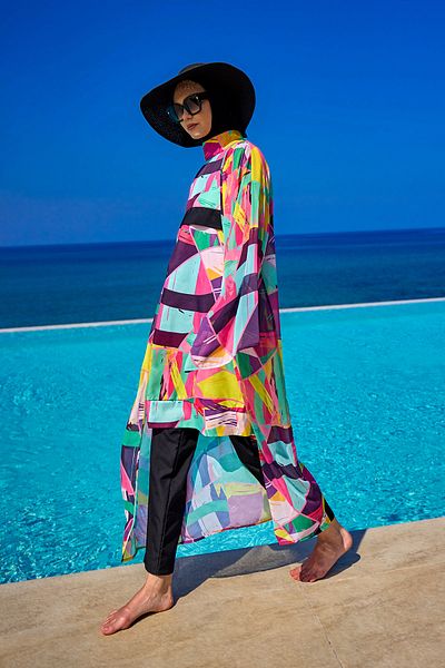 Riva Mera Πολύχρωμο Hijab Beach Kimono – Ελαφρύ, ολόσωμο και ντραπέ Pareo RP2511