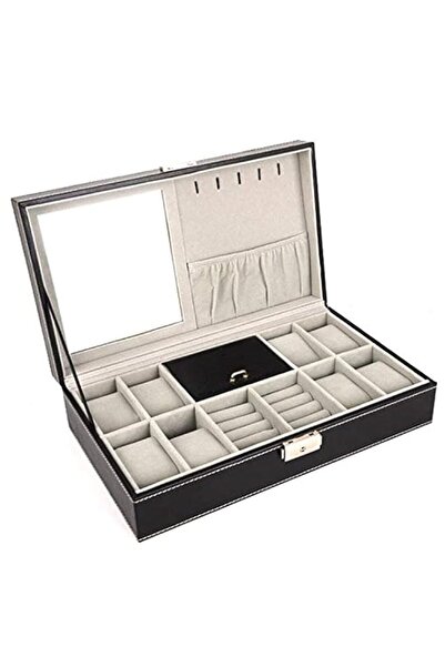 Generic SKEIDO Watch and Jewelry Storage Box Organizer Case with Mirror for 8 Watches Necklaces Bracelet Cu