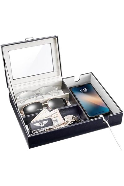Generic Brand ProCase Valet Tray for Men, Faux Leather Nightstand Organizers ...
