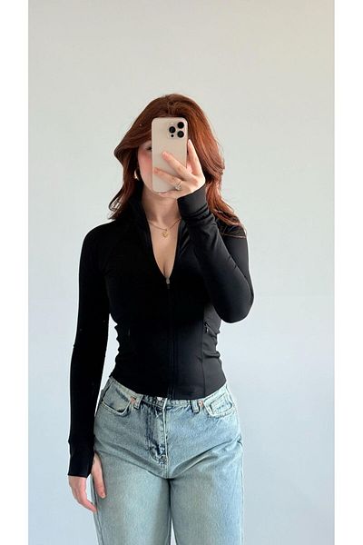 EDVESS Coolfit Long Sleeve Zip-Up Slim Fit Blouse
