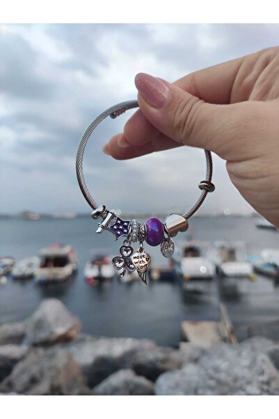 MoS JEWELLERY Gümüş Renkli Kanat Kalp Yıldız Figürlü Paslanmaz Çelik Bileklik...