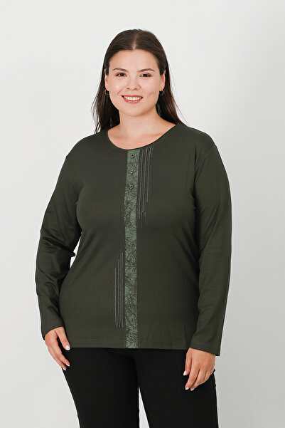 Lanze Bluză din bumbac pieptănat cu imprimeu Stone Print