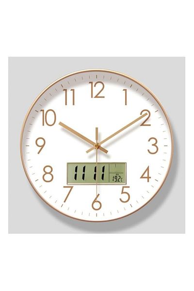 Generic Modern Round Plastic Frame Battery Powered Silent Non-Tick Wall Clock with Calendar for Kitchen Bed