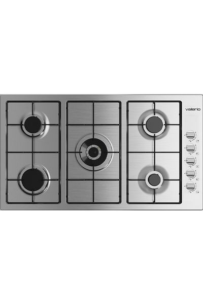 valerio Valerio built-in gas hob, 5 burners, 90 cm, Italian steel (wide grill)