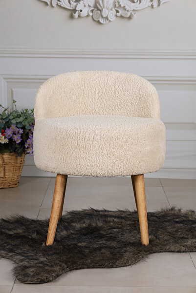 PUFMANYA ROMEO XLARGE YUMUŞACIK TEDY PELUŞ DOĞAL GÜRGEN AYAKLI PUF SANDALYE KOLTUK BERJER