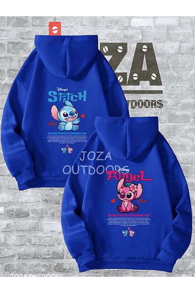 Jobia Outdoors Unisex New Lilo Stitch Angel Print Dear Couple Combination Design Hooded Sweatshirt Set of 2