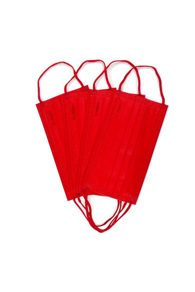 THK Set of 50 pieces Dr Mayer medical mask, 4 layers, 3 pleats, full color Red