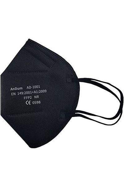THK Set de 10 măști FFP2 negre, AD-1001, 5 straturi, conforme cu CE 2163, ambalate individual