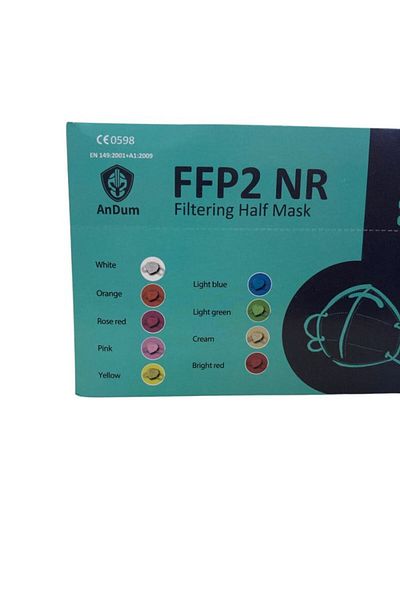 THK Set de 5 măști FFP2 albastru ardezie, model AD-1001, 5 straturi, ambalate individual