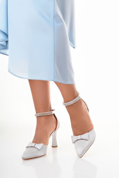 LARİNA SHOES Elegant Women's Evening Dress with Ankle Stones and Bow Detail Women's Shoes