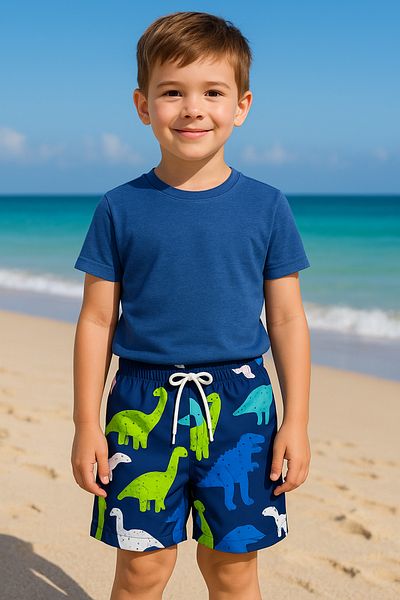 Lolliboomkids Boy's Pattern Printed Waist Lace Shorts Swimwear Mesh Full / Regular Fit Parachute Fabric