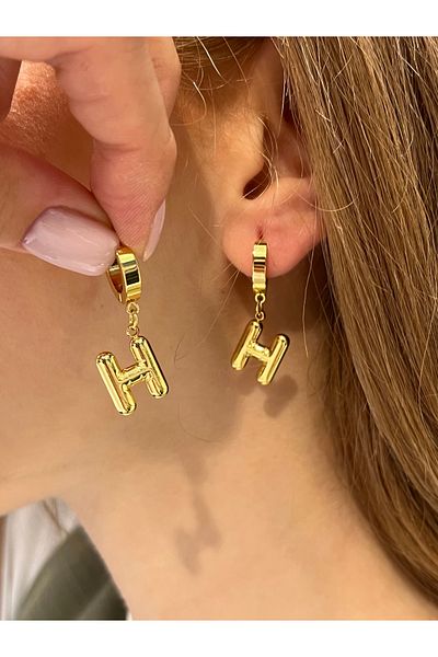 Accessories Hey Golden Yellow Colored H Letter Dangle Daily Use Women's Earrings