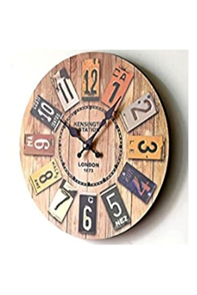 Generic ساعة حائط خشبية عتيقة من QIAOKAI، ديكور مزرعة، ساعات حائط صامتة غير م...