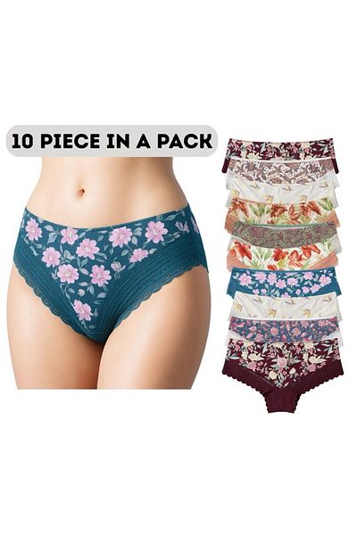style iconic 10-Piece Floral Lace Panty Set – Comfortable & Stylish Everyday Wear
