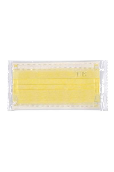 THK Set de 10 măști medicale, THK, ambalate individual, 3 straturi, culoare galbenă